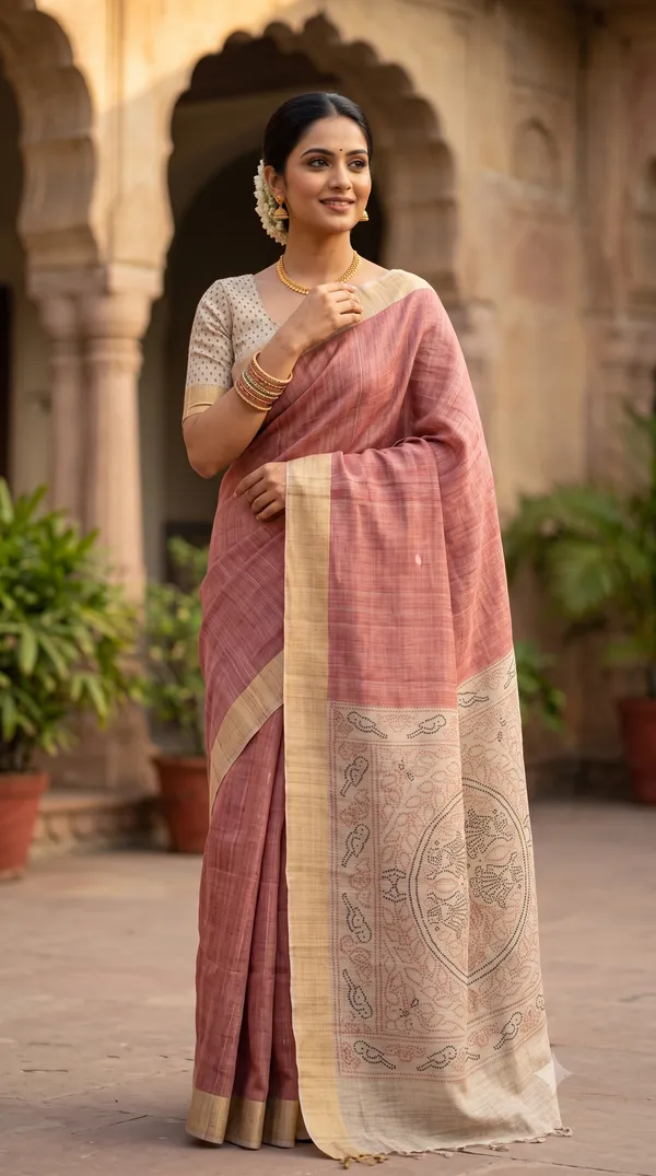 Pink_Poly_Cotton_Woven_Saree_For_Women
