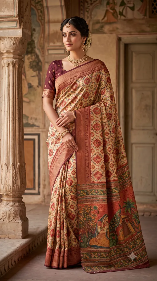 Multicolour_Poly_Cotton_Floral_Printed_Traditional_Saree_For_Women