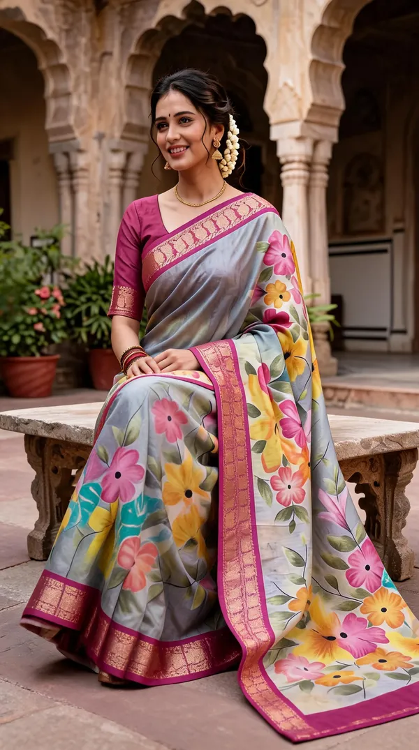Grey_Polyester_Silk_Floral_Printed_Saree_For_Women