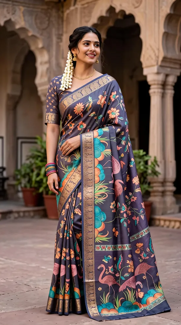 Purple_Polyester_Silk_Floral_Printed_Saree_For_Women