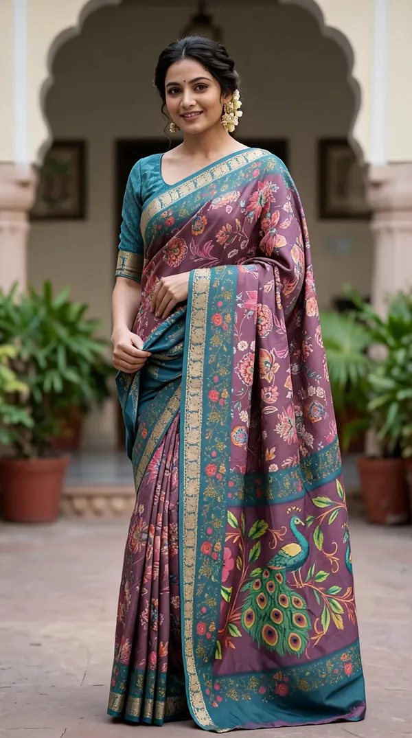 Purple_Polyester_Silk_Floral_Print_Saree_For_Women