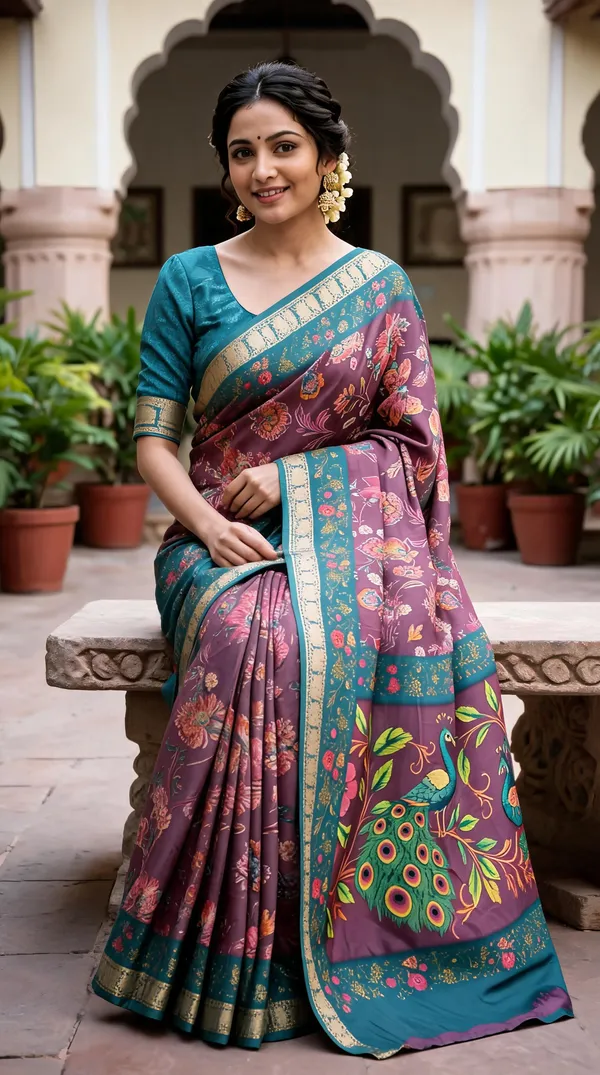 Purple_Polyester_Silk_Floral_Print_Saree_For_Women