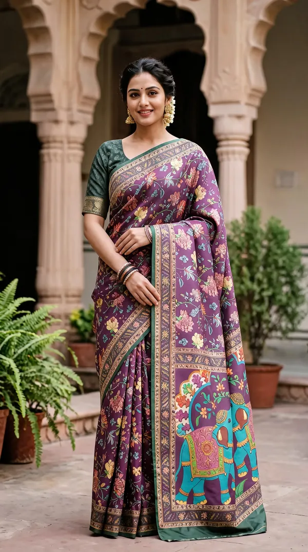Purple_Polyester_Silk_Floral_Printed_Saree_For_Women