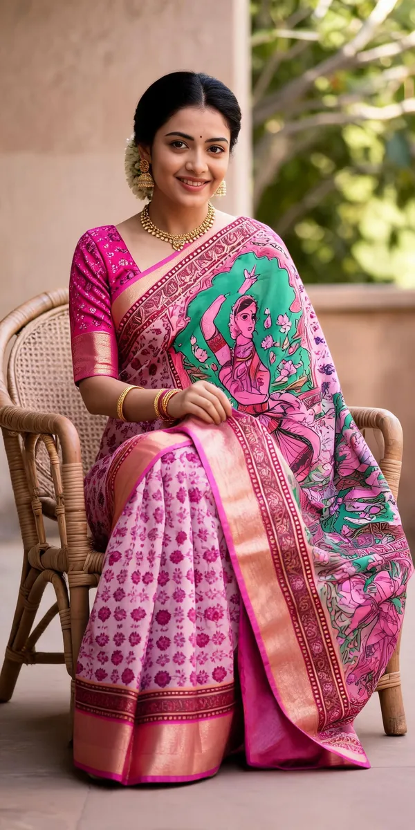 Pink_Polyester_Silk_Floral_Printed_Saree_For_Women