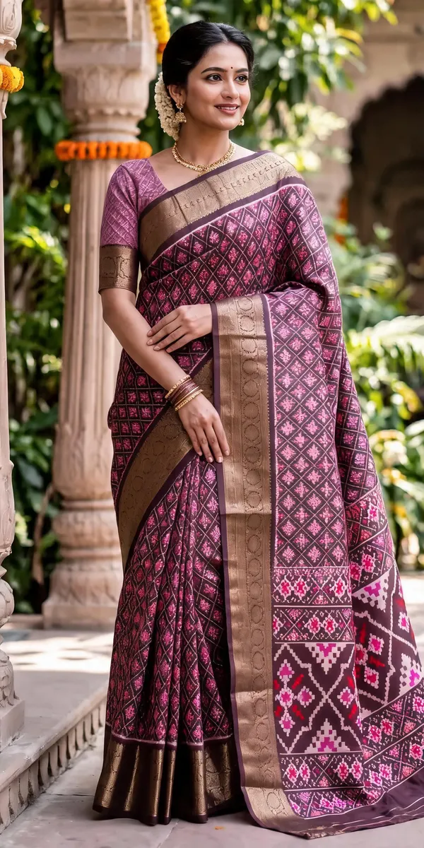 Maroon_Polyester_Silk_Woven_Geometric_Saree_For_Women