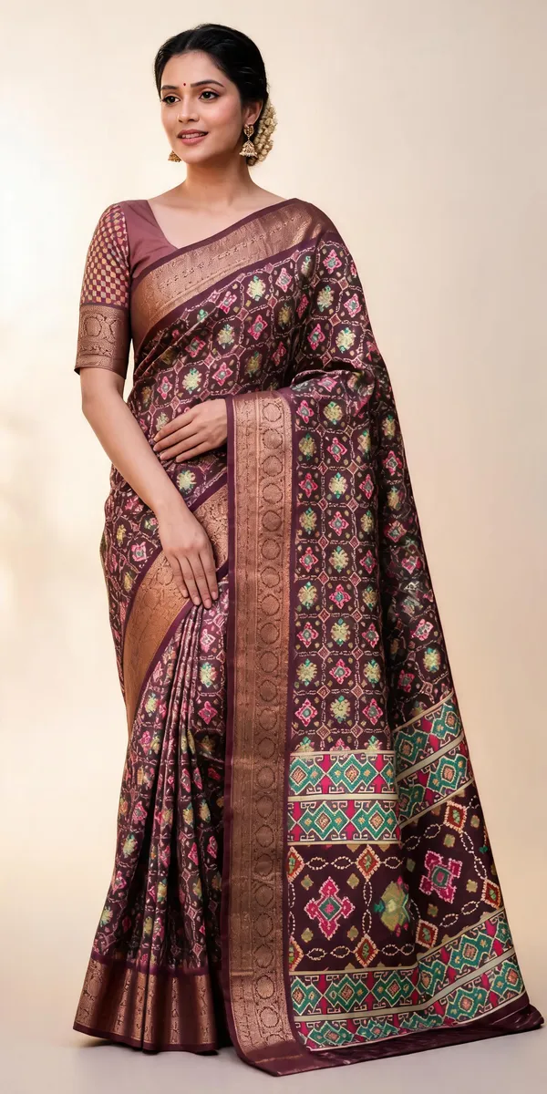 Brown_Polyester_Silk_Geometric_Printed_Saree_For_Women