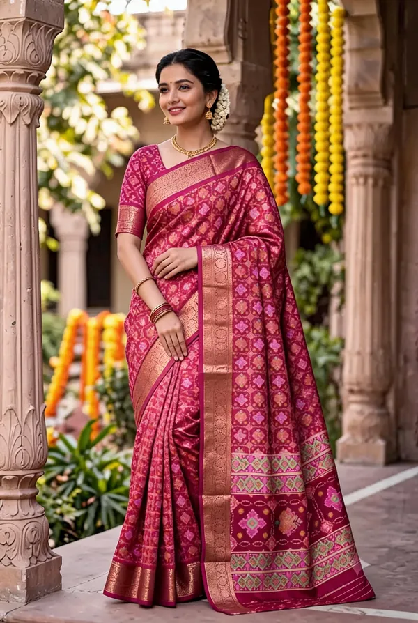 Pink_Polyester_Silk_Geometric_Woven_Saree_For_Women