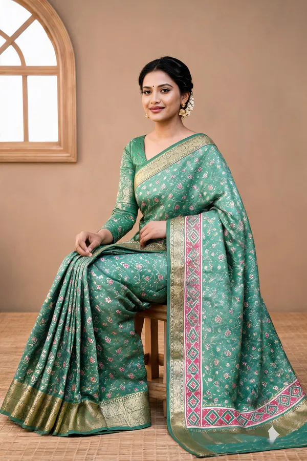 Green_Polyester_Silk_Geometric_Print_Saree_For_Women