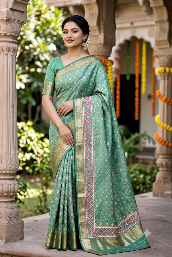Green_Polyester_Silk_Geometric_Print_Saree_For_Women