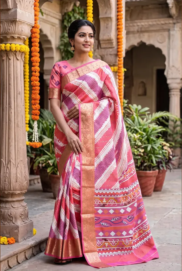 Pink_Polyester_Silk_Geometric_Print_Saree_For_Women