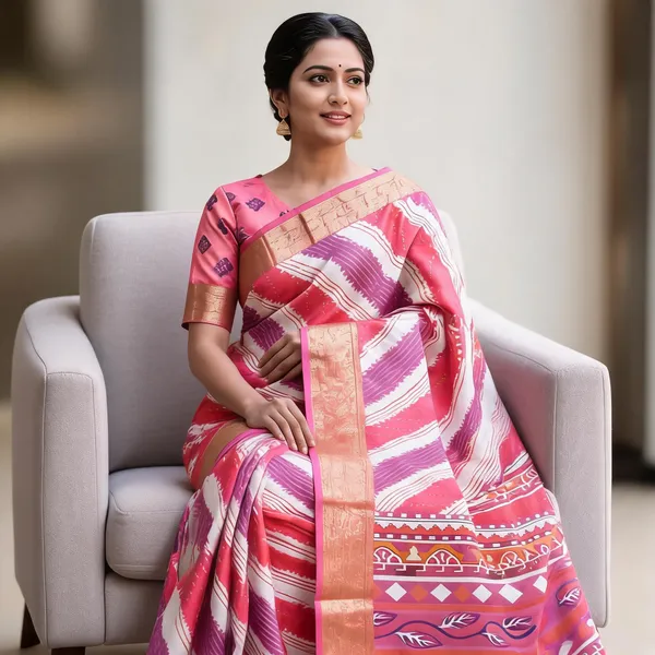 Pink_Polyester_Silk_Geometric_Print_Saree_For_Women