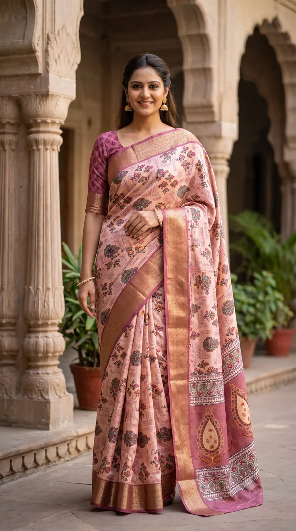 Pink_Polyester_Silk_Floral_Paisley_Print_Saree_For_Women