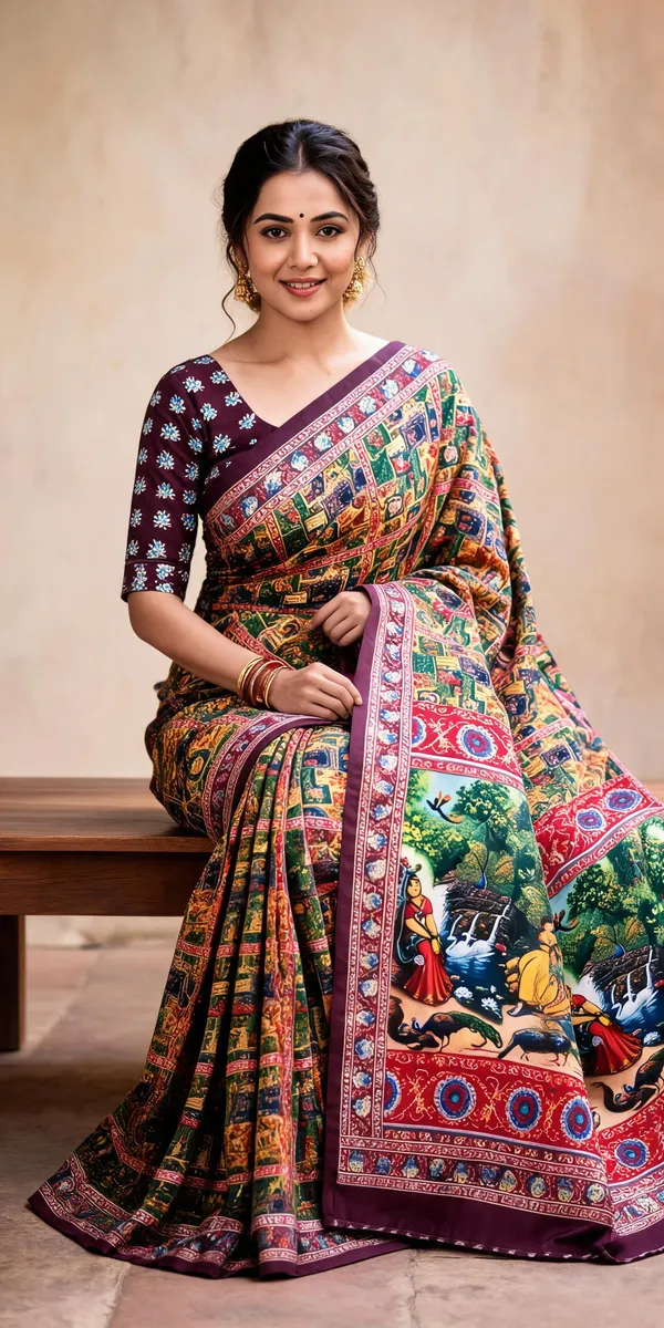 Multicolor_Polyester_Silk_Geometric_Printed_Saree_For_Women