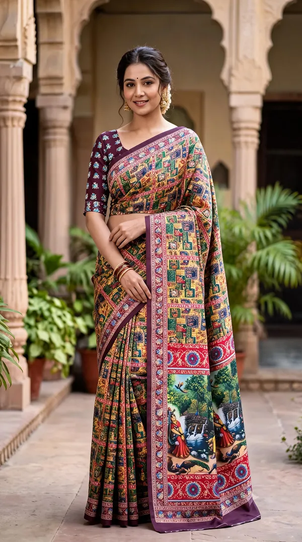 Multicolor_Polyester_Silk_Geometric_Printed_Saree_For_Women