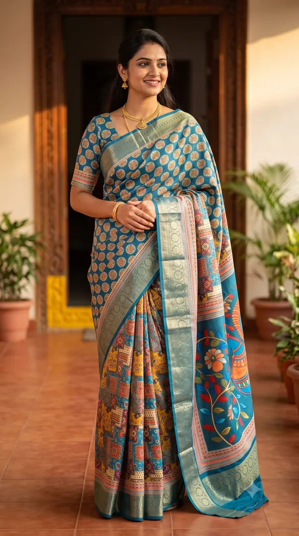 Blue_Polyester_Silk_Floral_Digital_Printed_Saree_For_Women