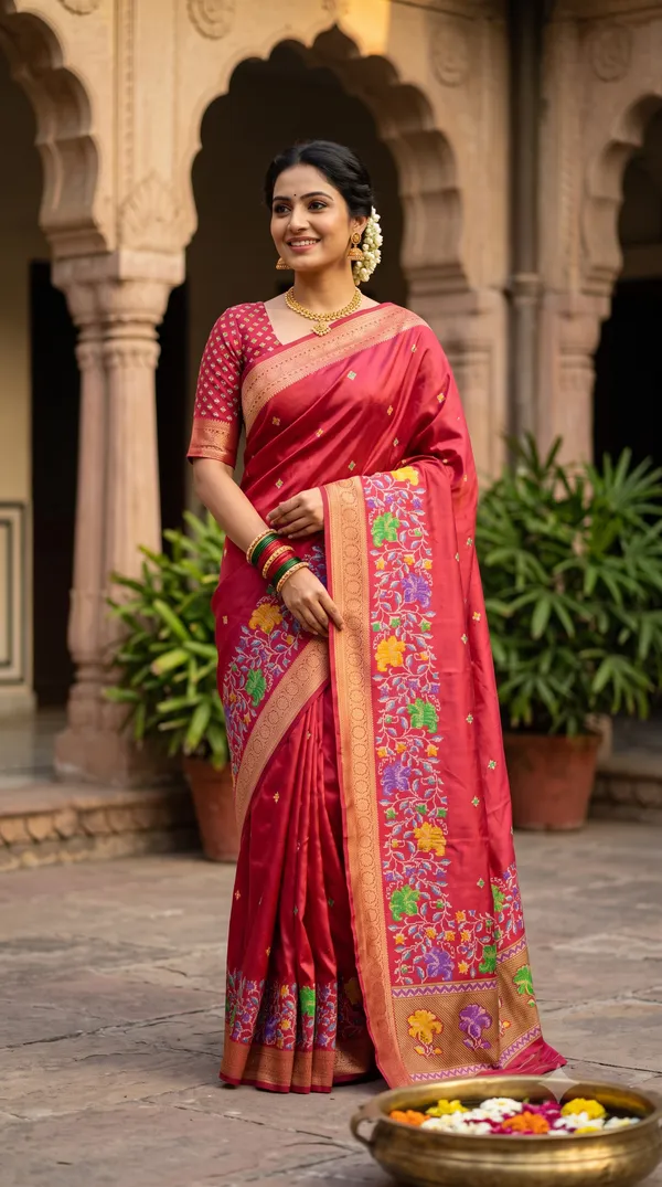 Pink_Polyester_Silk_Floral_Woven_Printed_Saree_For_Women