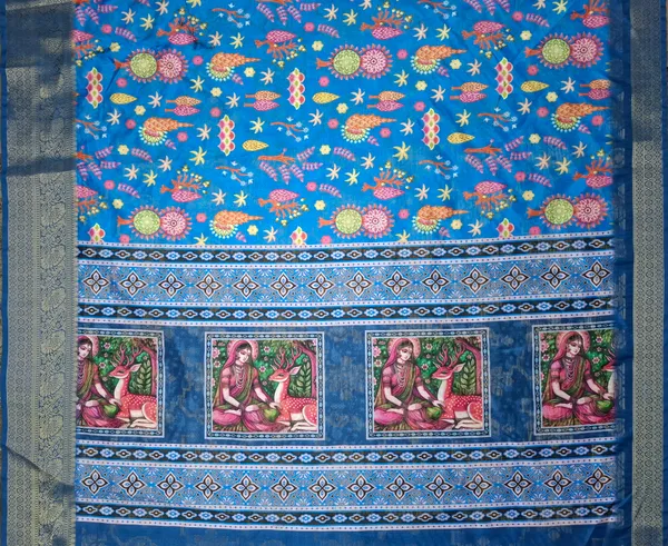 Blue_Polyester_Silk_Floral_Printed_Saree_For_Women