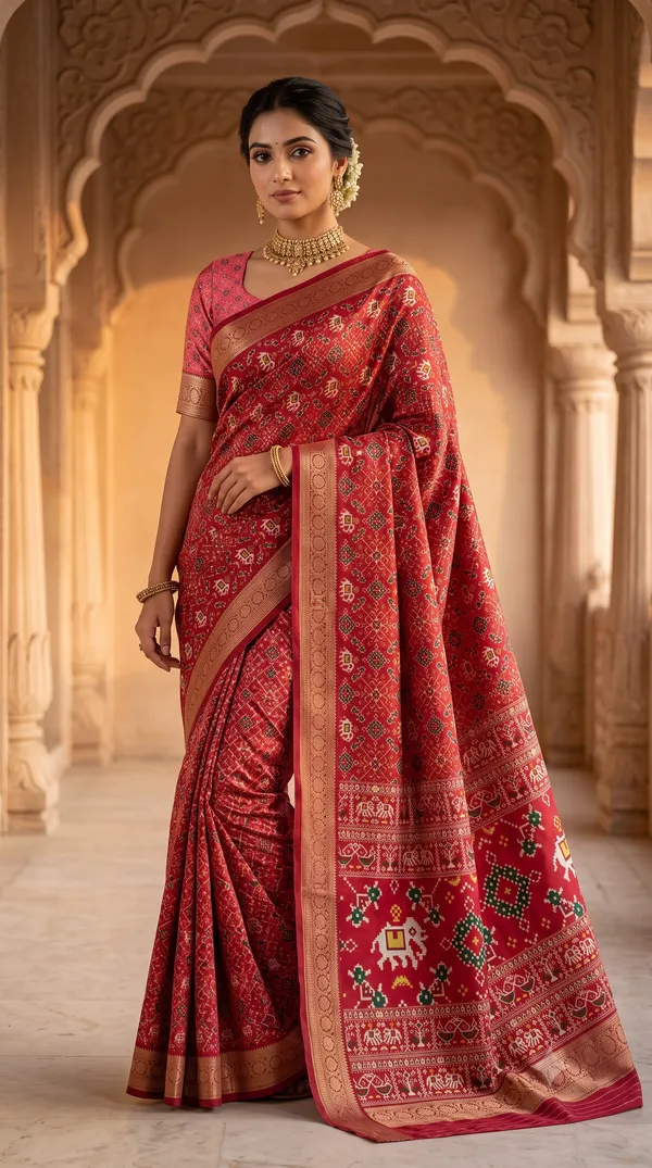 Red_Polyester_Silk_Digital_Printed_Woven_Border_Saree_For_Women