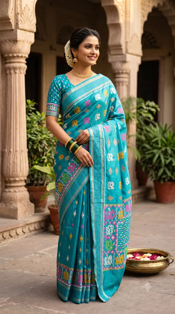Blue_Poly_Cotton_Traditional_Motif_Printed_Saree_For_Women