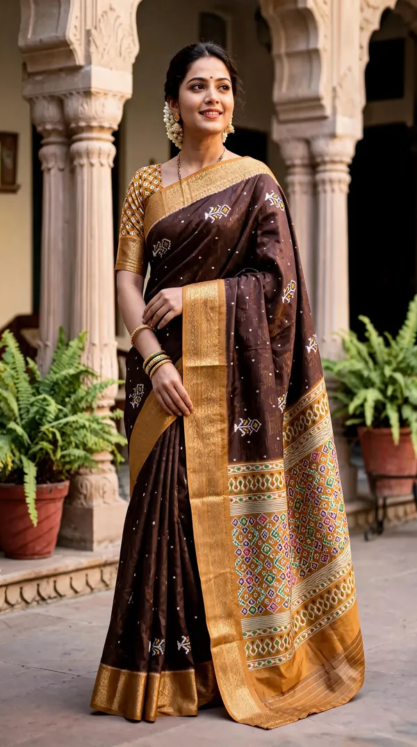 Brown_Polyester_Silk_Woven_Ethnic_Saree_For_Women