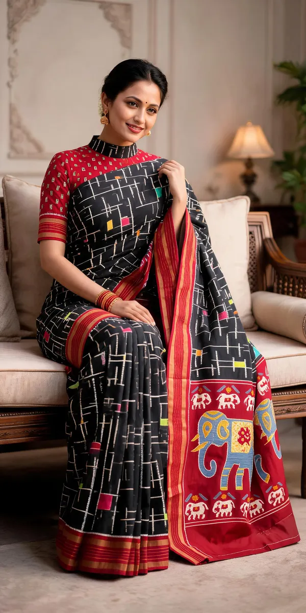Black_Polyester_Silk_Geometric_Print_Saree_For_Women