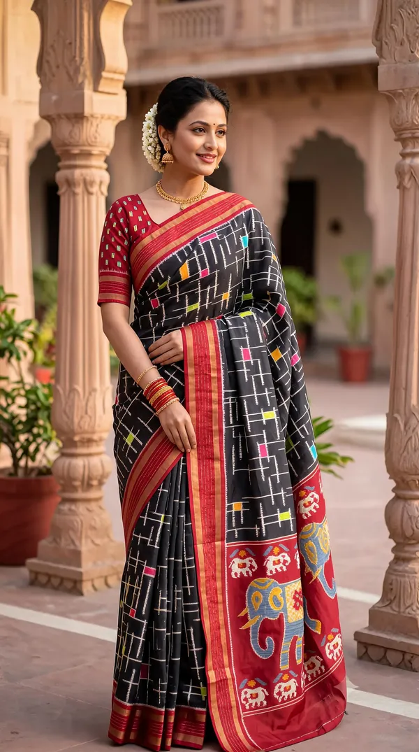 Black_Polyester_Silk_Geometric_Print_Saree_For_Women