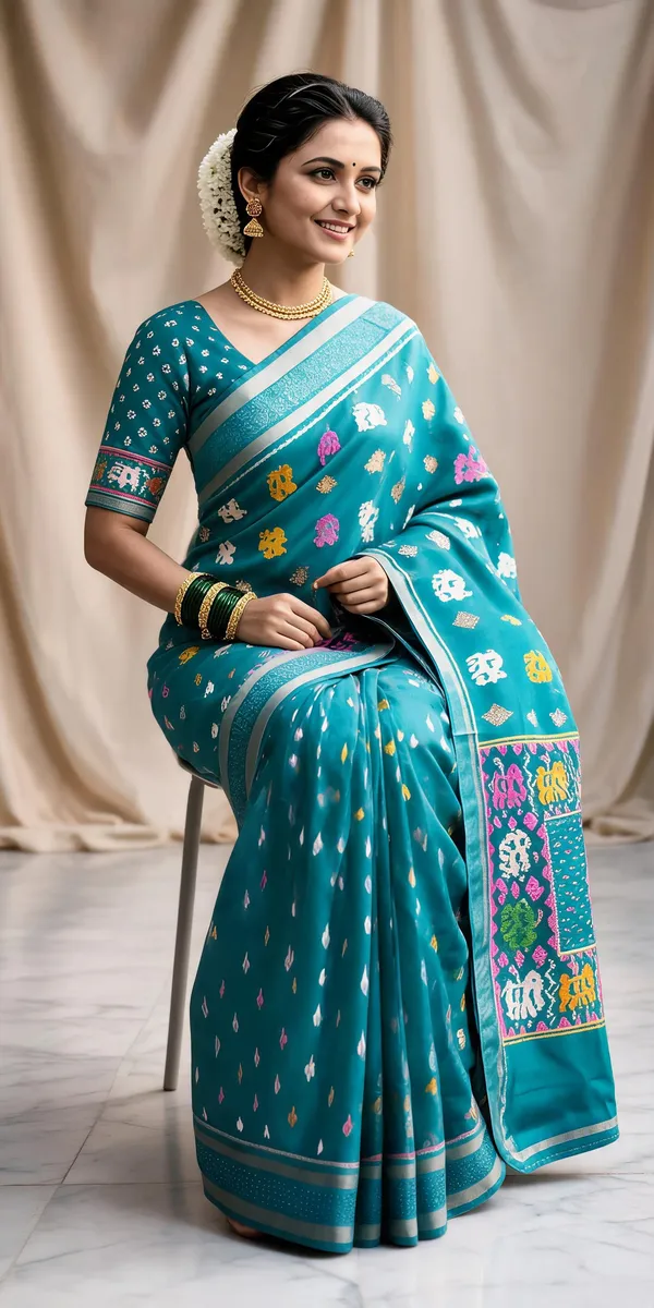 Blue_Poly_Cotton_Traditional_Motif_Printed_Saree_For_Women