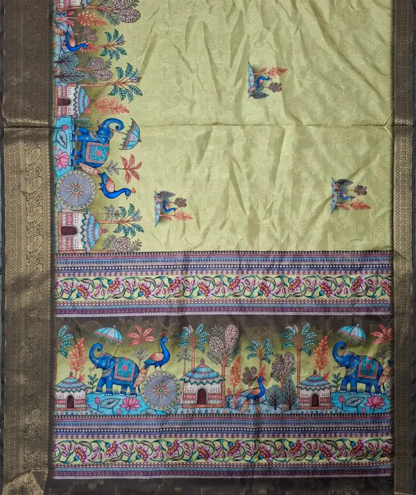 Olive_Polyester_Silk_Printed_Saree_For_Women