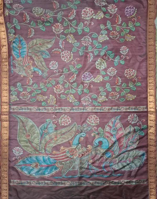Mauve_Polyester_Silk_Floral_Peacock_Printed_Saree_For_Women