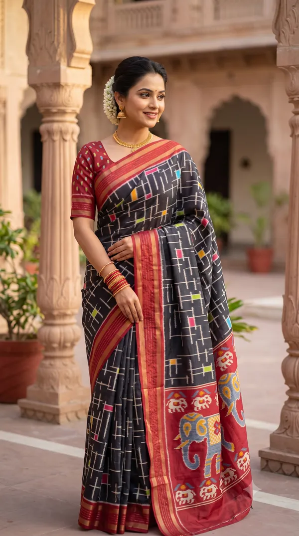 Black_Polyester_Silk_Geometric_Print_Saree_For_Women