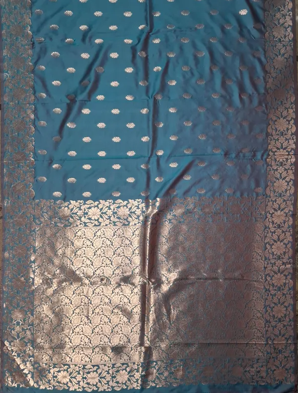 Blue_Poly_Banarasi_Silk_Floral_Border_Saree_For_Women