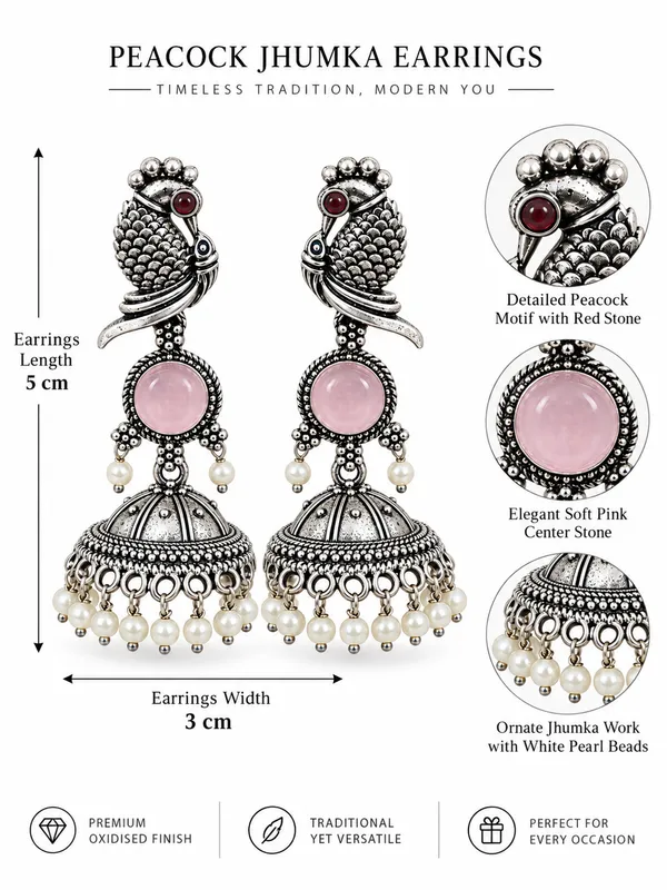 Silver_Oxidised_Peacock_Jhumka_Earrings_For_Women