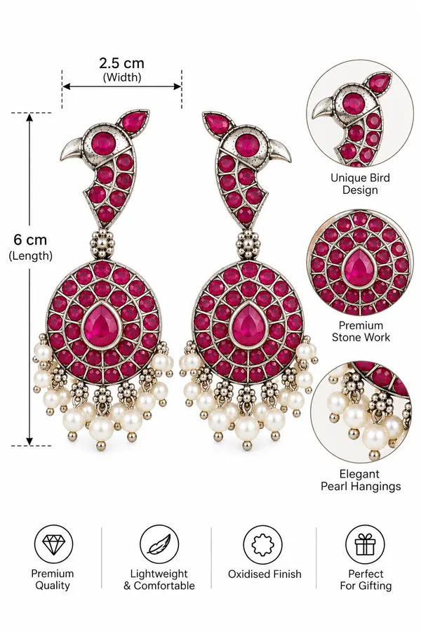 Red_Stone_Oxidised_Bird_Earrings_for_Women