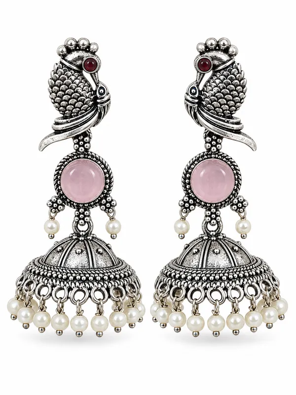 Silver_Oxidised_Peacock_Jhumka_Earrings_For_Women