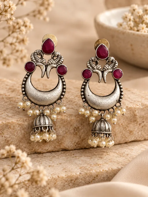 Silver_Oxidized_Chandbali_Jhumka_Earrings_For_Women
