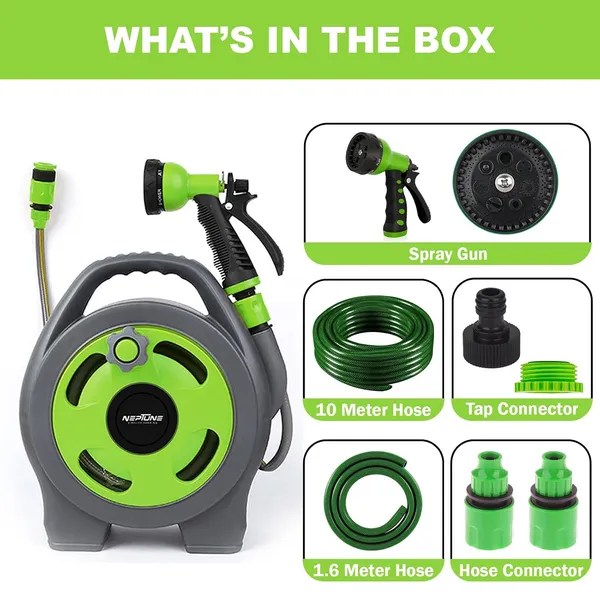 Neptune_Simplify_Farming_Mini_Garden_Hose_Reel_Portable_and_Wall_Mounted_|_10M_Heavy_Duty_Hose_|Versatile_7-in-1_Spray_Nozzle_with_Hose_Connector_|_Ideal_for_Car_Wash,_Lawn_Care_&_Household_Watering