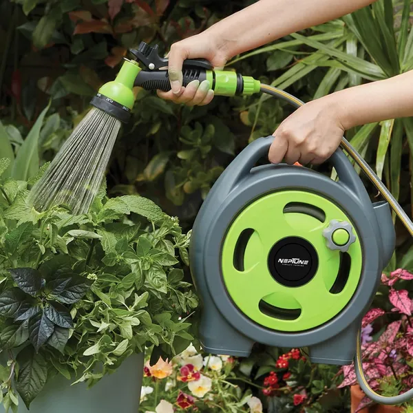 Neptune_Simplify_Farming_Mini_Garden_Hose_Reel_Portable_and_Wall_Mounted_|_10M_Heavy_Duty_Hose_|Versatile_7-in-1_Spray_Nozzle_with_Hose_Connector_|_Ideal_for_Car_Wash,_Lawn_Care_&_Household_Watering