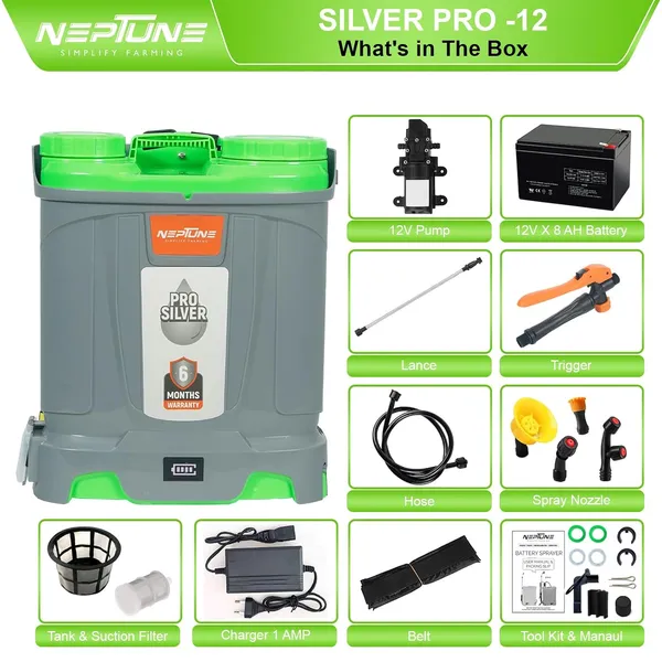 Neptune_Simplify_Farming_Silver_Pro-12_Knapsack_Battery_Sprayer_12V_x_8Amp_|_Telescopic_SS_Lance_|_18L_Tank_with_Digital_Battery_Indicator_|_Get_4_Nozzles_|_Ideal_for_Agriculture_&_Garden_Spraying