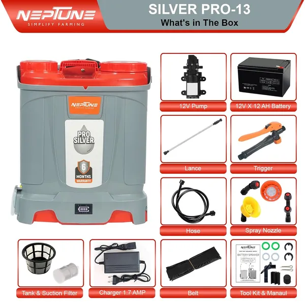 Neptune_Simplify_Farming_Silver_Pro-13_Knapsack_Battery_Sprayer_12V_x_12Amp_|_Telescopic_SS_Lance_|_18L_Tank_with_Digital_Battery_Indicator_|_Get_4_Nozzles_|_Ideal_for_Agriculture_&_Garden_Spraying