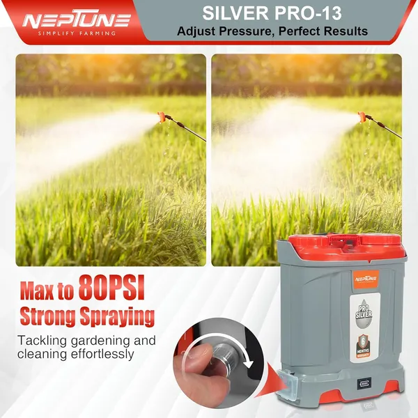 Neptune_Simplify_Farming_Silver_Pro-13_Knapsack_Battery_Sprayer_12V_x_12Amp_|_Telescopic_SS_Lance_|_18L_Tank_with_Digital_Battery_Indicator_|_Get_4_Nozzles_|_Ideal_for_Agriculture_&_Garden_Spraying
