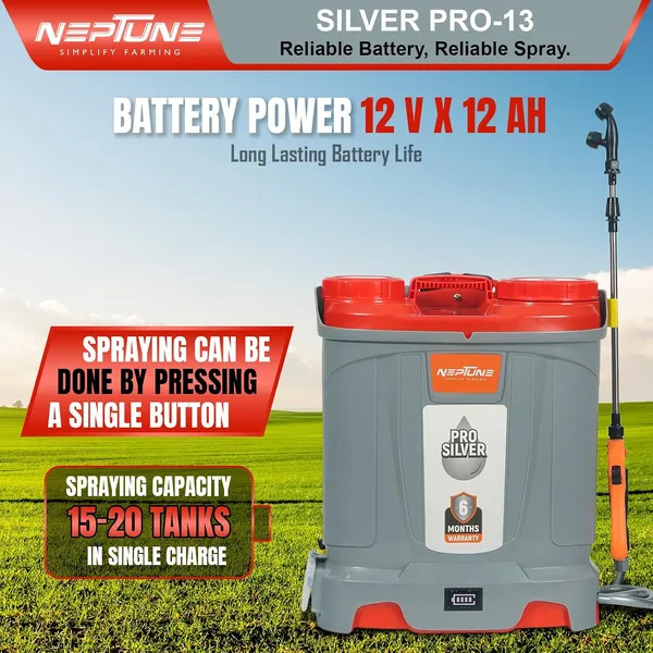 Neptune_Simplify_Farming_Silver_Pro-13_Knapsack_Battery_Sprayer_12V_x_12Amp_|_Telescopic_SS_Lance_|_18L_Tank_with_Digital_Battery_Indicator_|_Get_4_Nozzles_|_Ideal_for_Agriculture_&_Garden_Spraying