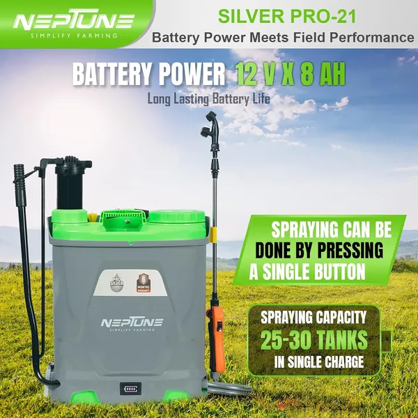 Neptune_Simplify_Farming_Silver_Pro-21_Battery_and_Manual_2_in_1_Knapsack_Sprayer_|_12V_x_8Amp_|_18L_Tank_with_Digital_Battery_Indicator_|_Get_4_Nozzles_|_Suitable_for_Agriculture_&_Garden_Spraying