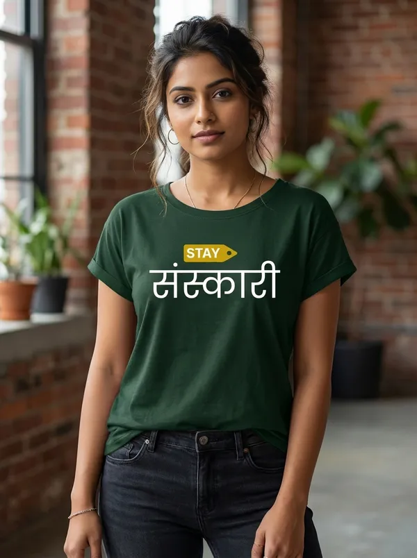 VIAM_Women's_Stay_Sanskari_High-Low_Tee