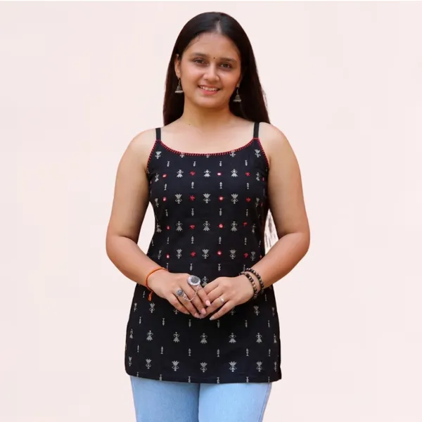 VIAM_Women's_Sleeveless_Square_Neck_Tunic_Top