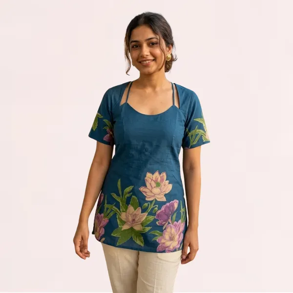 VIAM_Women_Floral_Printed_Short_Kurti_Top