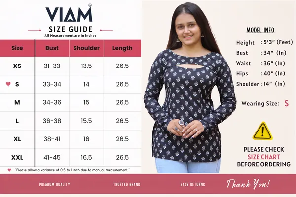 VIAM_Women_blackPrinted_Short_Kurti_with_Detachable_Shrug_Sleeves