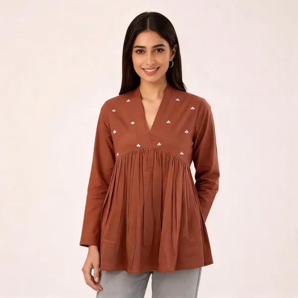 Women's_Cotton_Blend_V_Neck_Tunic_Top