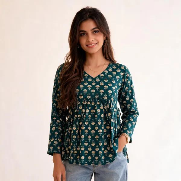 Women's_Floral_Printed_Peplum_Tunic_Top