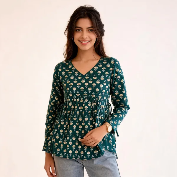 Women's_Floral_Printed_Peplum_Tunic_Top