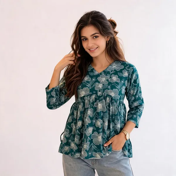 Women's_Floral_Printed_V_Neck_Peplum_Tunic_Top